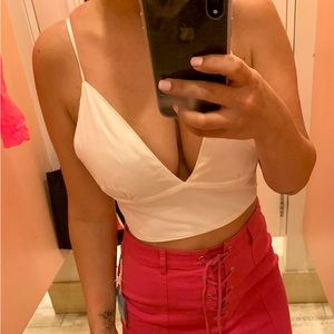 Zara white silk bra top